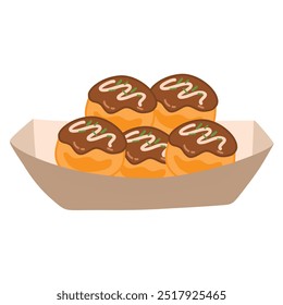 Takoyaki polvo bolas Japonês rua comida ilustração