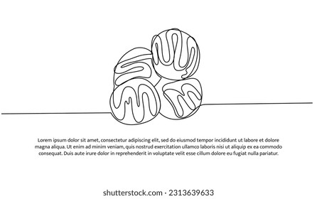 Takoyaki one continuous line design. Restaurant food menu design concept. Decorative elements drawn on a white background.