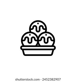 takoyaki outline icon and illustration