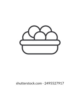 Takoyaki outlined icon isolated on white background