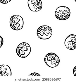 Takoyaki pattern background. takoyaki doodle patern background. doodle takoyaki seamless pattern background.