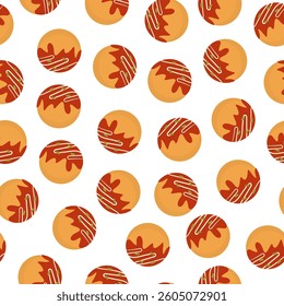 takoyaki pattern background. Takoyaki Seamless pattern Backgeround. takoyaki japanese food pattern background.