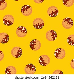 Takoyaki Padrão sem emenda. Plano de fundo Takoyaki. vetor de bolas takoyaki japonesas. Perfeito para papel, embalagem, tecidos.