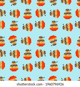 takoyaki seamless pattern flat icon illustration vector graphic