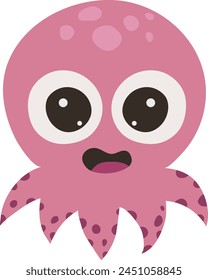Takoyaki Squid Japanese Food Character Octopus Tropical Underwater Cartoon Funny Illustration