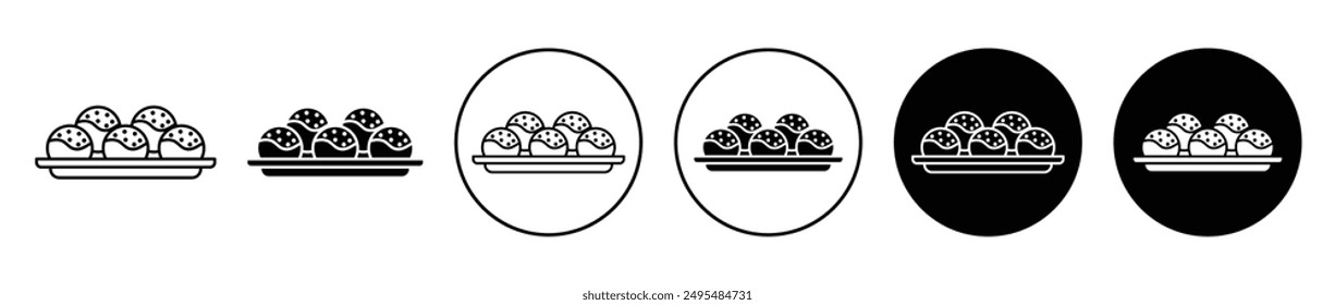 Conjunto de iconos de Vector de línea fina Takoyaki.