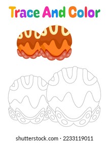 Takoyaki tracing worksheet for kids