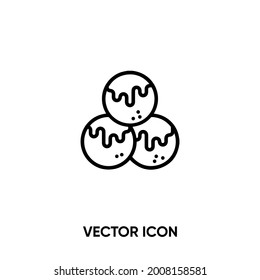 Icono vector Takoyaki. Ilustración vectorial plana moderna y simple para sitio web o aplicación móvil.Símbolo de comida japonés, ilustración del logo. Gráficos vectoriales perfectos para píxeles	