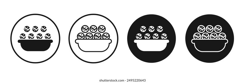 Conjunto de iconos de Vector Takoyaki negro relleno y contorneado estilo.