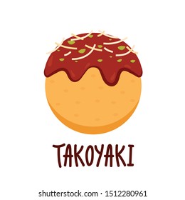 Takoyaki vector. Takoyaki on white background. free space for text.