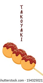 Takoyaki vector. Takoyaki on white background. free space for text.