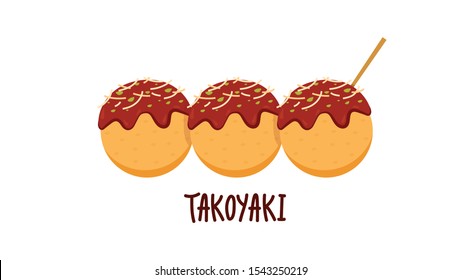 Takoyaki vector. Takoyaki on white background. free space for text.