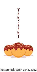 Takoyaki vector. Takoyaki on white background. free space for text.