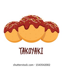 Takoyaki vector. Takoyaki on white background. free space for text.