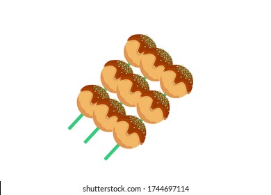 Takoyaki vector on white background