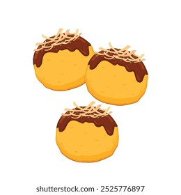 Vector Takoyaki. Takoyaki sobre fondo blanco. Takoyaki aislado.