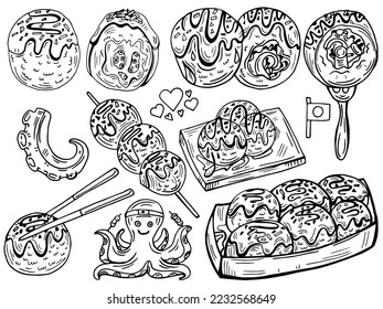 Takoyaki vector set collection graphic clipart design