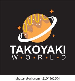 takoyaki world unique concept logo vector illustration