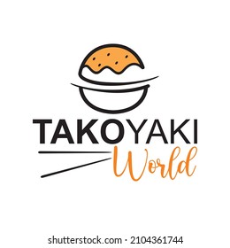 takoyaki world unique concept logo vector illustration