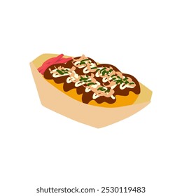 Takoyaki.octopus dumplings.A simple 6 pieces of takoyaki illustration. Easy to edit with vector data.