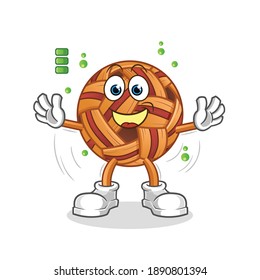takraw ball full battery character. cartoon mascot vector