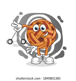 takraw ball hypnotizing cartoon. cartoon mascot vector