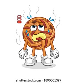 takraw ball low battery mascot. cartoon vector