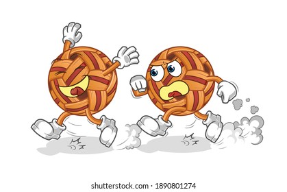 takraw ball play chase cartoon. cartoon mascot vector
