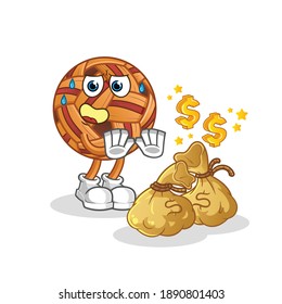 takraw ball refuse money illustration. character vector