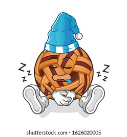 takraw ball sleeping with sleeping hat cartoon. cartoon mascot vector
