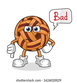 takraw ball thumbs down angry with bubble cartoon. cartoon mascot vector