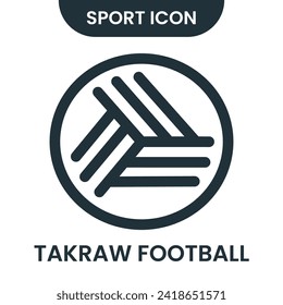 Takraw football vector line icon design