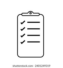 Taks List, Clipboard Vector Line Icon