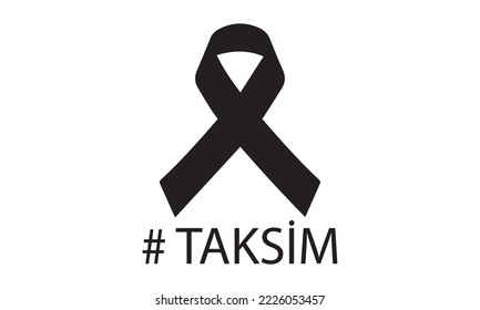 Taksim mourning ribbon on white paper