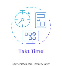 Takt time blue gradient concept icon. Agile planning, project organization. Workflow management. Round shape line illustration. Abstract idea. Graphic design. Easy to use in infographic, presentation