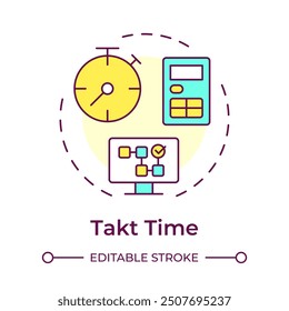 Takt time multi color concept icon. Agile planning, project organization. Workflow management. Round shape line illustration. Abstract idea. Graphic design. Easy to use in infographic, presentation