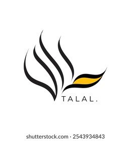 Talal es un nombre árabe para los niños que significa "agradable y admirable". Diseño de logotipo minimalista árabe 