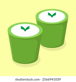 Talam Pandan Cake (Kue Talam) Indonesian Traditional Dessert Illustration