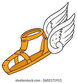 talaria shoes or winged boots illustration hand drawn isolated vector