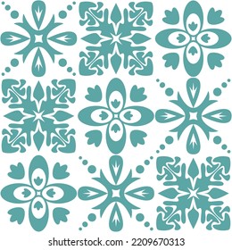 Talavera azulejo ceramic tiles, traditional spanish portuguese vintage pattern for wall and floor decoration, vector illustration for design