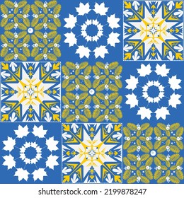 TalaVera de Puebla ceramic portuguese tile, seamless pattern for decorating walls