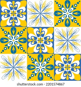 TalaVera de Puebla ceramic portuguese tile for decorating walls and floors, ceramic tile design illustration