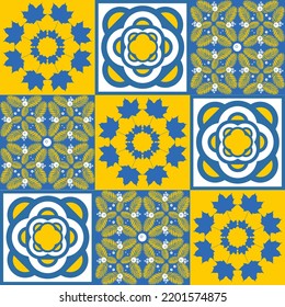 TalaVera de Puebla ceramic portuguese tile for decorating walls and floors, ceramic tile design illustration