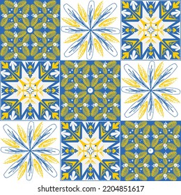 TalaVera de Puebla ceramic portuguese tile, seamless pattern for decorating walls