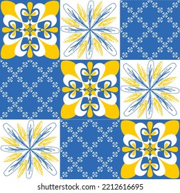 TalaVera de Puebla ceramic portuguese tile for decorating walls and floors, ceramic tile design illustration