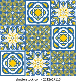 TalaVera de Puebla ceramic portuguese tile, seamless pattern for decorating walls