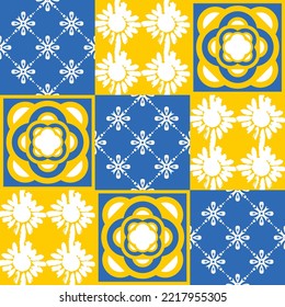 TalaVera de Puebla ceramic portuguese tile, seamless pattern, ceramic tile design vector illustration