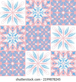 TalaVera de Puebla pastel colored ceramic tile, traditional spanish portuguese pattern for wall and ceramic tile design