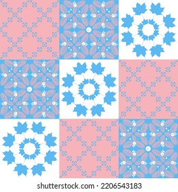 TalaVera de Puebla pastel colored ceramic tile, traditional spanish portuguese pattern for wall and ceramic tile design