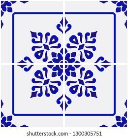 Talavera design, Tile pattern, Azulejos Portugal, Turkish ornament, Moroccan mosaic, Spanish porcelain, Ceramic tableware, folk print, Spanish pottery, Mediterranean seamless wallpaper decor vector